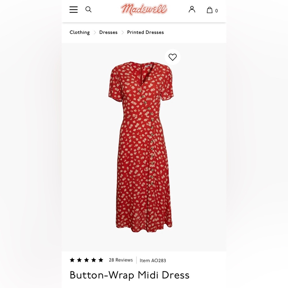 Madewell Red Floral Midi Dress